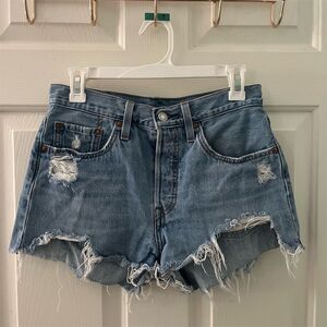 Levi's 501 High Rise Distressed Jean Shorts